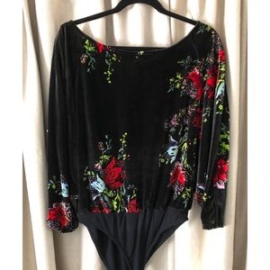 Velvet floral bodysuit